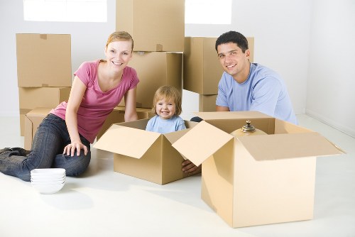 Removal van and moving boxes prepared for a house move in Borough