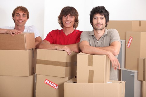 Professional team handling office furniture and equipment for a Borough move